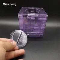 Purple 3D Space Money Laberinto Banco Ahorro Moneda Caja de regalo 3D Puzzle Laberinto Juego Niños Cumpleaños Regalo Regalo de Navidad