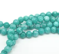 8mm Partihandel 4 6 8 10 12mm Naturblå Amazonite Round Loose Stone Smycken Pärlor Agat Beads 15 "DIY