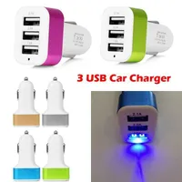Universal Triple USB Car Charger Adapter Socket 3 Port Car-laddare till iPhone Samsung iPad om mer än 200PCs