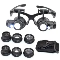 Hot 10X 15X 20X 25X ampliação de Vidro Duplo LED Luzes Eye Lens Lupa Lupa Joalheiro Relógio de Reparação ferramentas