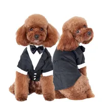 Dog shirt Pets Clothes Dresses Gentlemen Wedding Dresses Teddy pet dog clothes for fall and winter dog vest with bow-knot222W