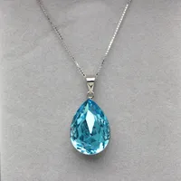 Nya Halsbandsdesign Smycken Gift Made With Swarovski Elements Crystal Fashion Water Drop Shape Pendants med 925 Sterling Silver Box Chain