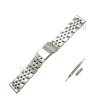 Watchband 22mm 24mm Män Full Polished Solid Rostfritt Stål Klocka Band Rem Folding Säkerhet Spänne Armband Tillbehör för Breitling Superocean