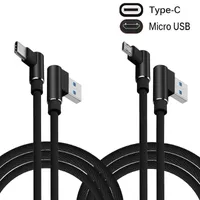 1 stuk gevlochten 90 graden rechter hoek Type C / MICRO USB Snelle data synchronisatie oplader kabel