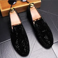 New Style Men ... Mocasines PLATA Black Diamond Rhinestones Spiked Merofers Moda Remaches Zapatos Boda Party Shoes G118
