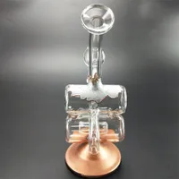 Gold-plating vidro bong nariz bebê barril duplo recycler vapor tubos de água s plataformas de óleo turbina perc bongos