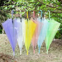 創造性PVC透明傘の結婚式傘オリジナリティレインボーストレートポールオートマチック傘広告ロングハンドルサンシェード
