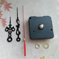 Partihandel 50st Sweep Quartz Clock Movement Kit Spindelmekanism Axel 12mm med metall Svart Klocka Händer
