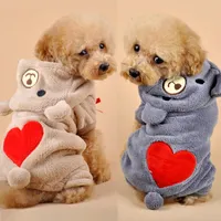Sıcak Pet Köpek Küçük Köpekler Için Pamuk Giyim Ceket Hoodies Evcil Köpekler için Kış Giysileri Pijama Aşk Ayı Kostüm