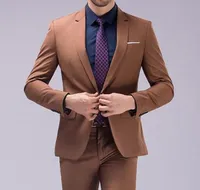 2018 Custom Made Brown Mens Suits For Wedding Party Suits 2 Pieces (Jacket+Pant+Tie)Slim Groom Tuxedo Men Suit Tuxedo Men Suit