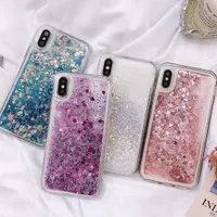 Love Heart Liquid Phone Case voor Samsung S9 S8 Plus Note8 Note9 Soft Bling Quicksand Hard Back Cover Cases voor iPhone X 8 7 6 S 6 Plus 5 5 S