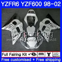 Kropp för Yamaha YZF600 YZF R6 1998 1999 2000 2001 2002 230HM.32 YZF-R6 98 Vit Hot Hot YZF 600 YZF-R600 YZFR6 98 99 00 01 02 Fairings