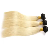 9a Ombre 1B / 613 Bleach Blondynka Brazylijski Prosto Dziewiczy Ludzki Włóżny Wiązki Peruwiańskie Malezyjskie Indian Rosyjskie Remy Hair Extensions