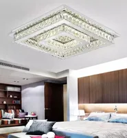 LED Modern Square Crystal Rostfritt stål Ljuskrona LED-lampa taklampor för foajé sovrum LLFA