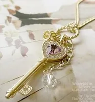 горячая новая корейская версия поп длинный аметист любовь Золотая корона ключ ожерелье свитер цепи мода классический тонкий