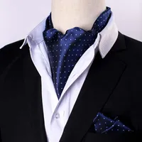 Tieset Mans Ascot Scarf Paisley Necktie Multicolor Retro Cravat Luxury British Style Gentleman Polyester Bröllopsfest Partihandel