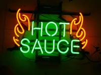 17&quot;x14&quot; New Hot Sauce Wall Decor Man Cave Real Glass Beer Bar BBQ Neon Light Sign