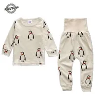 Kids Tales Baby Kläder Nya 2PC / Set Kids Pajamas Sats 5 Färg Pingvin Boys Girl Suit T-shirt + Byxor Set 2-5t Sleepwear Set