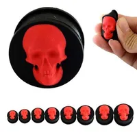 4-25mm Kırmızı Kafatası Yumuşak Silikon Kulak Tünelleri Serin Fişler Punk Kulak Germe Kitleri Genişletici Piercing Kulak Göstergeleri Fiş Vücut Takı