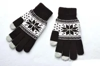 Five Fingers Gloves women Jacquard touch screen gloves snowflake flower maple pattern adult gloves for men winter warm glove