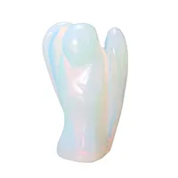 Prezent wakacyjny 50mm Naturalny Biały Opal Kwarcowy Kryształ Angel Carving Statua Figurka dla Reiki Opalite Leinging Meditation Chakra Stone