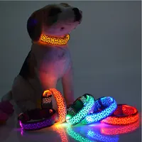 LED Hundehalsband Licht Flash Leopard Kragen Welpen Nacht Sicherheit Haustier Hundehalsbänder Produkte Für Hunde Kragen Bunte Flash Light Neck