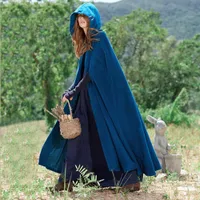 Kobiety Poncho Jesień Casual Cape Blue Chic Cloak Girl Boho Moda Damska Stylowa Poncho Coat Hooded Cape 2018 Modne