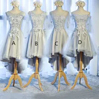 Scoop Boyun Dantel Tül Yüksek Düşük Gelinlik Modelleri Lace Up Parti Elbise Yeni Balo Abiye Kısa Ön Uzun Geri