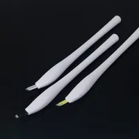 Yeni Gelen Beyaz Tek Kullanımlık Mikroblading Dövme Kalem Blade CF / U İğne MicroLading İğne Manuel Mikroblade İğneler Ücretsiz Kargo