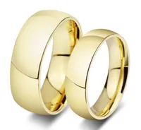 ウェディングリング6mm / 8mmドームドームゴールドカラー316Lステンレス鋼プレーンカップルリングの女性男性のための結婚指輪