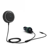 블루투스 차량용 키트 핸즈프리 3.5mm AUX 수신기 어댑터 NFC 기능 오디오 음악 삼성 아이폰을위한 USB 차량용 충전기