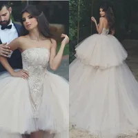 2018 Lindo Vestido de Casamento Curto Lace Apliques de Lantejoulas Coluna de Design Vestidos de Noiva Com Camadas Saias de Tule Removível