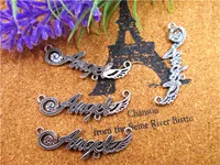 45pcs--Angel charms,Antique Tibetan Silver letters Angels Signs Charm Pendants,angel wings,wing charms,angel connector 43x13mm