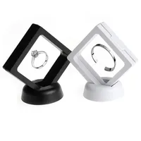 Jewelry Ring Pendant Display Stand Suspended Floating Display Case Jewellery Coins Gems Artefacts Stand Holder Box For Women white black 2