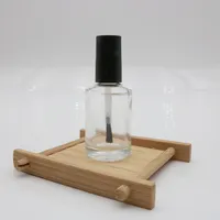 15 ml botella de esmalte de uñas vacía con cepillo recargable vidrio transparente uñas arte polaco contenedor de almacenamiento tapa negra