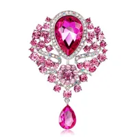 11 Colors Metal Brooches Gold Plated and Silver Plated Crystal Rhinestone Waterdrop Pandent Brooch Pins Scarves Buckle