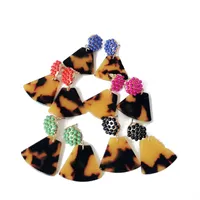 Gratis verzending nieuwe ontwerp geometrie schildpad hars luipaard print stud oorbel, kleine schattige snoep kleuren oorbel