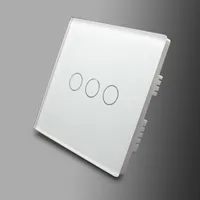 Hot Smart Touch Wall Control Light Switch Crystal Glass Panel 3 Gang 1 Way B00438