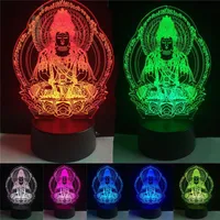 Buddha 7 Farbwechsel Nachttischlampe 3D-Atmosphäre bulbing Licht-Herz-visuelle Illusion LED für Kinder Spielzeug Weihnachten Geschenke zum Geburtstag
