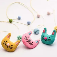 Koreanska Baby Girls Cat Halsband Cartoon Gauze Ball Barn Prinsessan All-Match Halsband Animal Sweater Chain Kids Tillbehör C3554