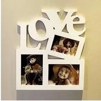 1pc DIY Love Shape Wooden Photo Frame Family Photo Frame Picture Holder Porta Retrato Rahmen Wholesale Home Desk Decor