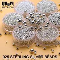 925 sterling silver beads Fashion Round Smooth Ball Spacer Genuine 2-8 mm choose DIY Charms Jewelry 100pcs lot