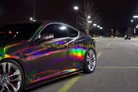 Película de Vinil Holográfica Iridescent Rainbow Preto Chrome Car Laser Vinyl Envoltório Bolha Livre Etiqueta Do Carro Decalque
