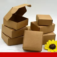 100ピースクラフトペーパーキャンディーボックス、小型段ボール紙包装箱、クラフトギフト手作り石鹸包装箱