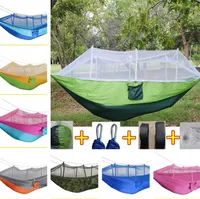 Nowy Sttyle Mosquito Net Hamak Odkryty Spadochron Pole Outdoor Hamak Ogród Camping Wobble Wiszące łóżko T5i112
