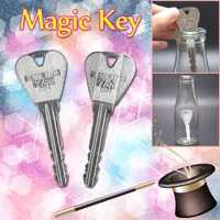 2 st / set Magic Folding Keys Funny Trick Leksaker för barn Tonåringar Vuxna Simple Alloy Magic Trick Props för Party Games Performance Gift