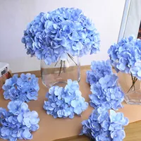 10pcs / lot variopinto fiore decorativo testa di seta artificiale Hydrangea fai da te festa della casa del partito di nozze del partito della festa del fondo