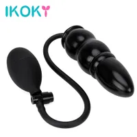 IKOKY Inflatable Anal Plug Adult Products Sex Toys for Women Men Anal Dilator Expandable Butt Plug Backyard Silicone Massager Y18100703