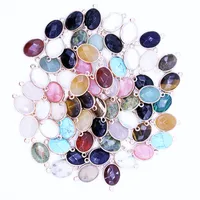 natural oval druzy crystal quartz stone mixed pendants Connector for diy necklace earrings jewelry making