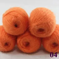 Verkoop 5 ballsx50G Luxe Mohair 50% Cashmere 50% Zijde Handgaren Breien Gratis Verzending Meerdere kleuren om uit Corn Orange 290-04 te kiezen